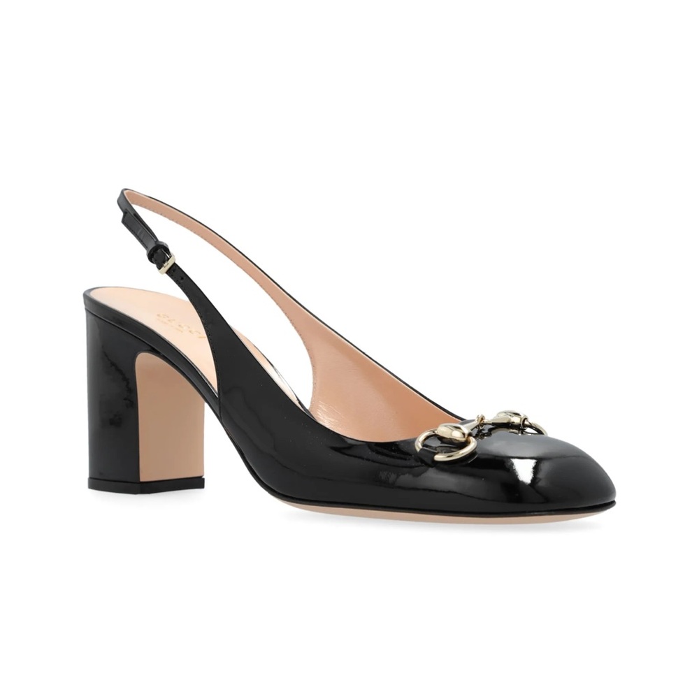 NWT Gucci 75mm horsebit slingback pumps. New with tags and dust bags